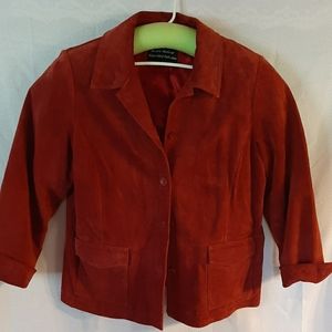 Red/Rust Genuine Suede Leather Coat 2x